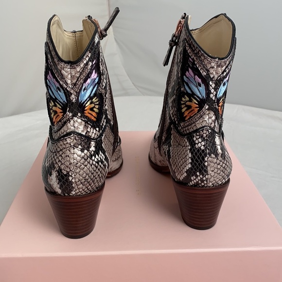 Sophia Webster Shelby black multicolor western leather snakeskin butterfly boots - Picture 3 of 14